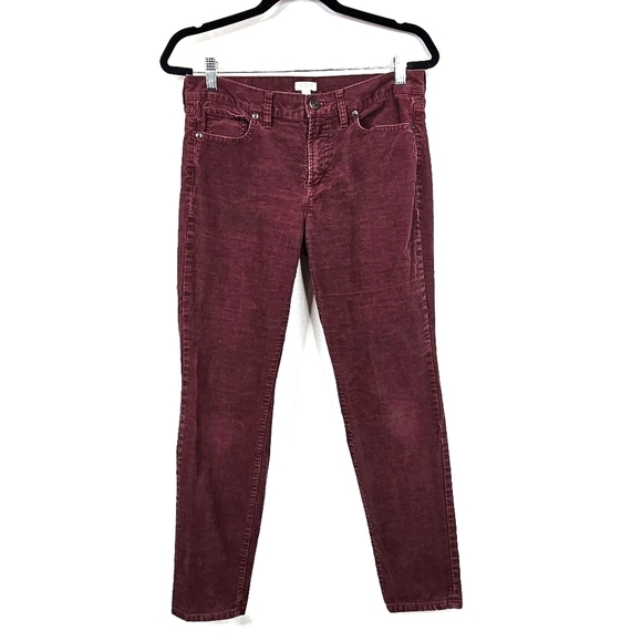 J. Crew Factory Skinny Maroon Corduroy Pants - Picture 2 of 8